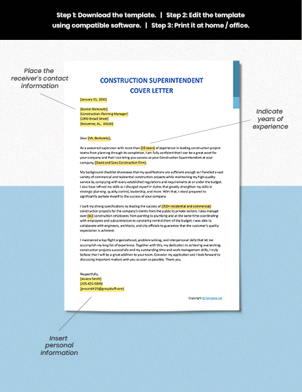 Free Construction Superintendent Cover Letter Download