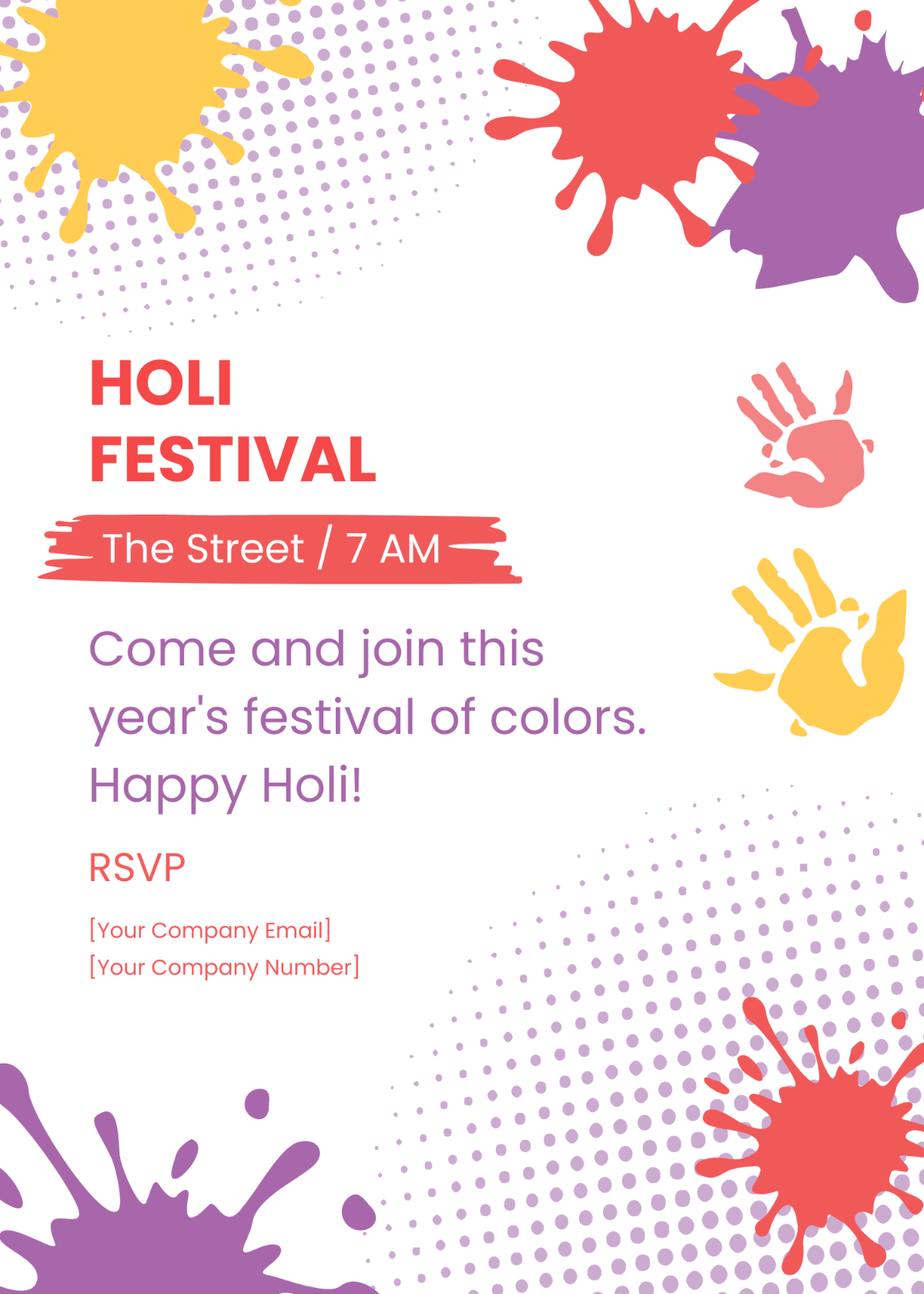 Free Happy Holi Invitation Template