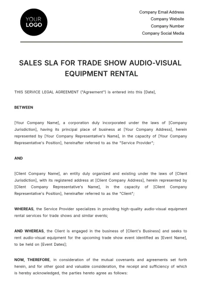 Free Sales SLA for Trade Show Audio-Visual Equipment Rental Template to Edit Online