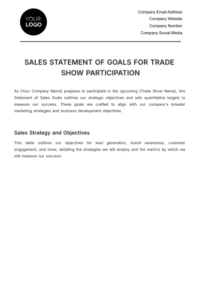 Free Sales Statement of Goals for Trade Show Participation Template to Edit Online