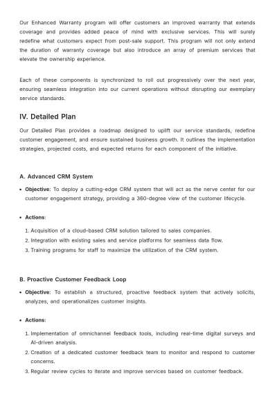 Free Proposal for New Post-Sale Service Initiative Template to Edit Online