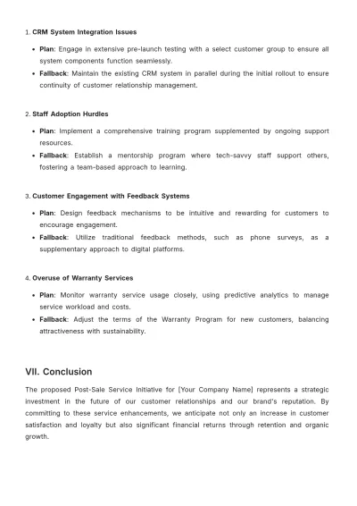 Free Proposal for New Post-Sale Service Initiative Template to Edit Online