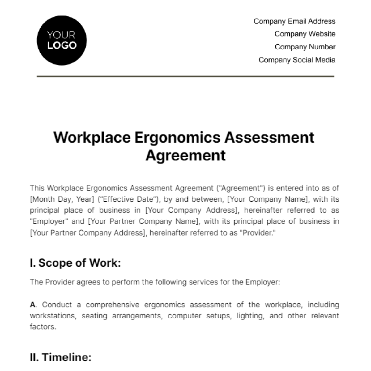 Workplace Ergonomics Assessment Agreement Template