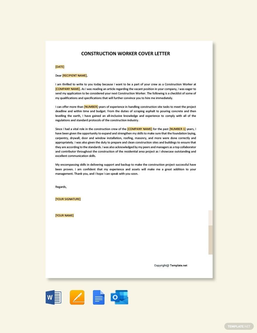 Construction Worker Cover Letter