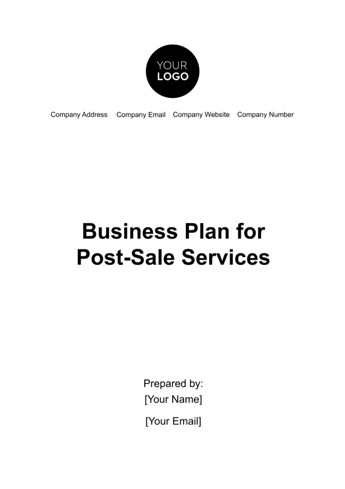 Business Plan for Post-Sale Services Template - Edit Online & Download