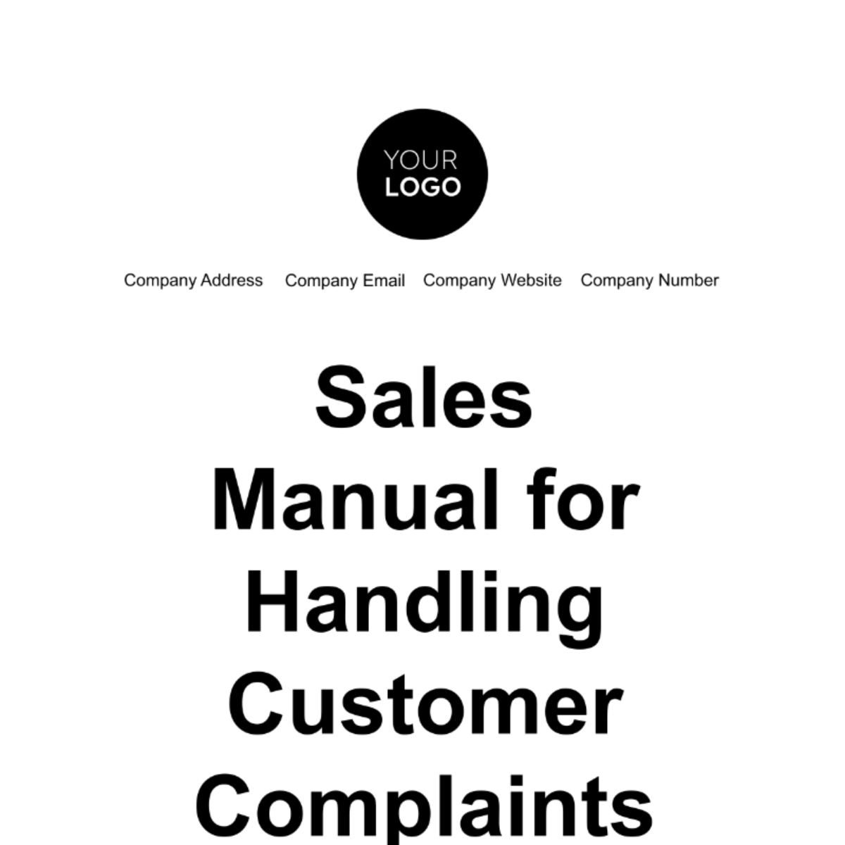 Free Sales Manual for Handling Customer Complaints Template