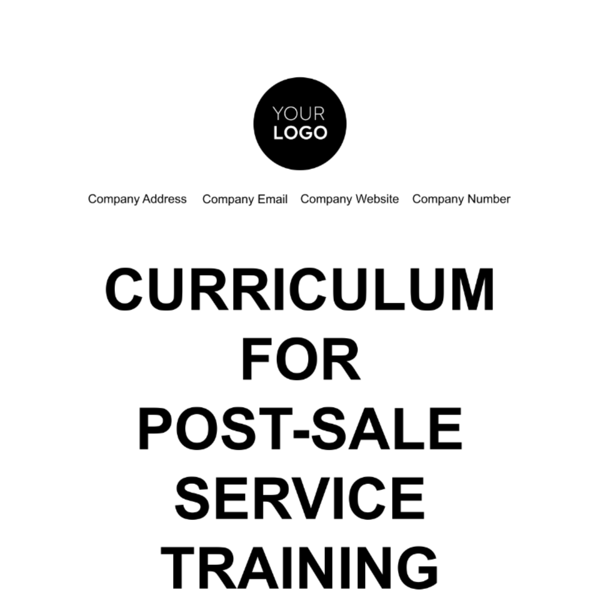 Free Curriculum for Post-Sale Service Training Template