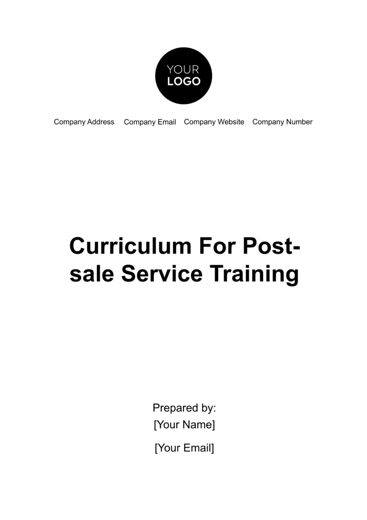 Curriculum for Post-Sale Service Training Template - Edit Online & Download