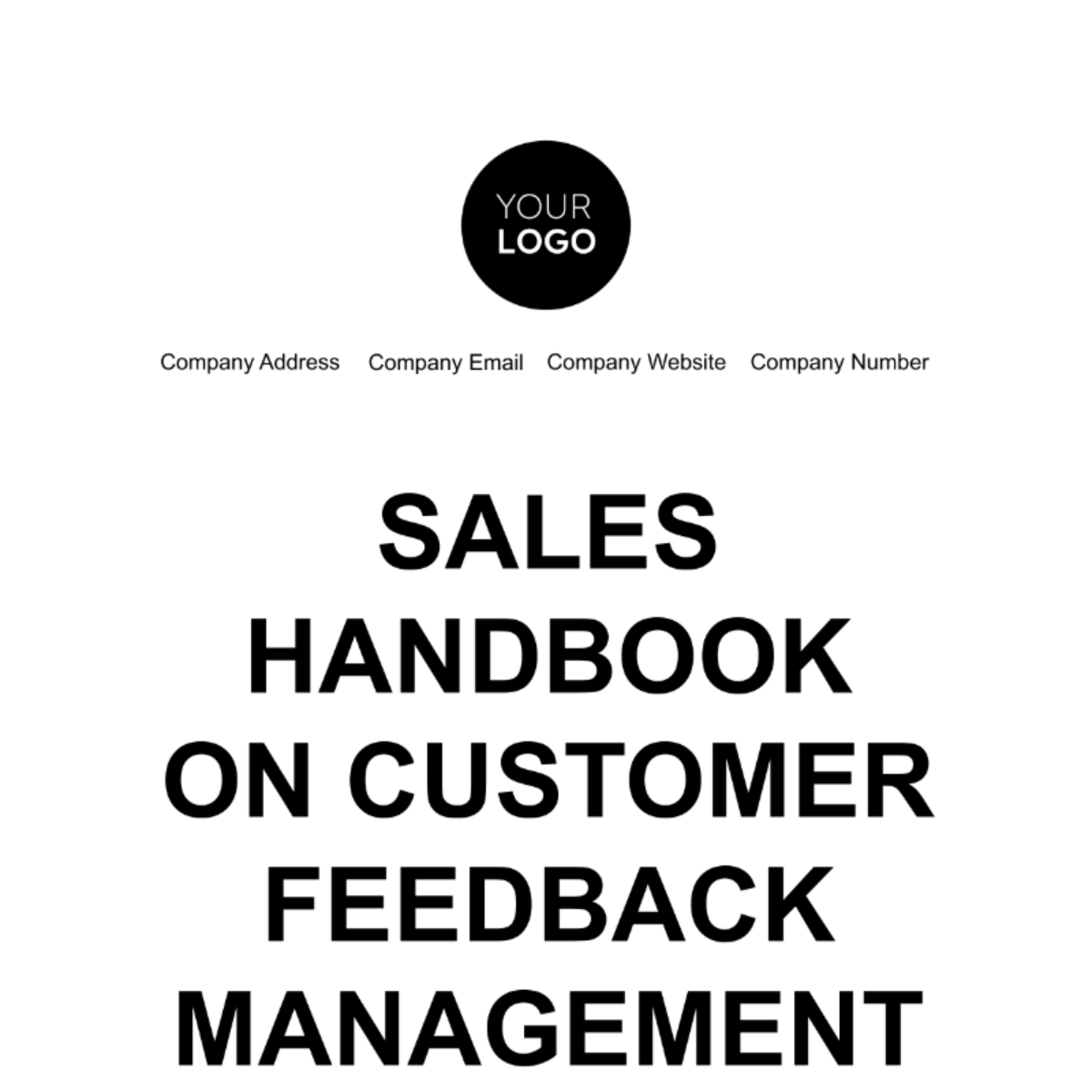 Sales Handbook on Customer Feedback Management Template