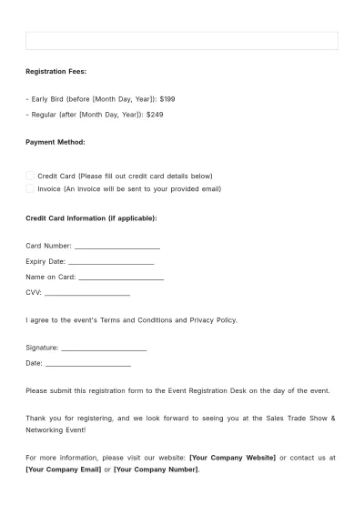 Free Sales Slip for Event Registration Template to Edit Online