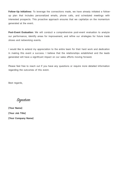 Free Sales Statement on Networking Event Outcomes Template to Edit Online