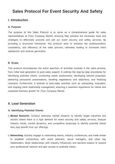 Free Sales Protocol for Event Security and Safety Template to Edit Online