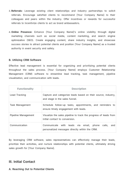 Free Sales Protocol for Event Security and Safety Template to Edit Online