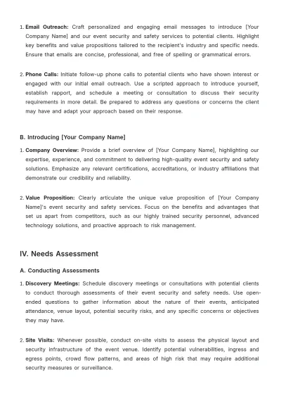 Free Sales Protocol for Event Security and Safety Template to Edit Online