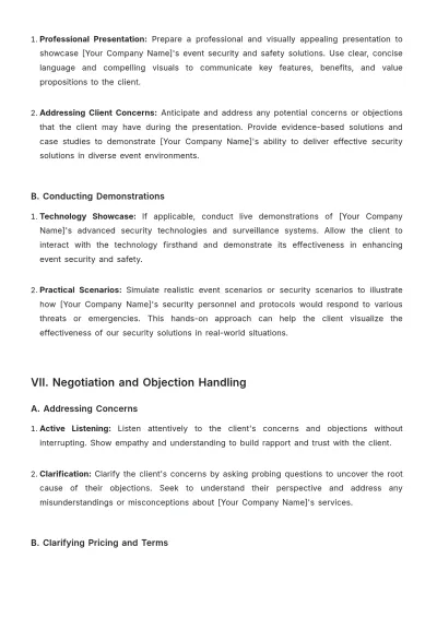 Free Sales Protocol for Event Security and Safety Template to Edit Online