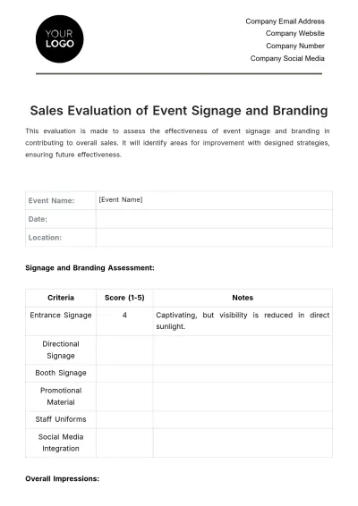 Free Sales Evaluation of Event Signage and Branding Template to Edit Online
