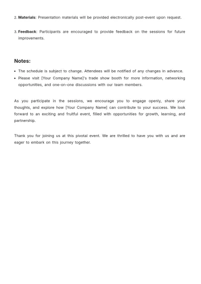 Free Program for Sales Pitch Sessions at Trade Show Template to Edit Online