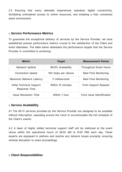 Free Sales SLA for Event Wi-Fi Services Template to Edit Online