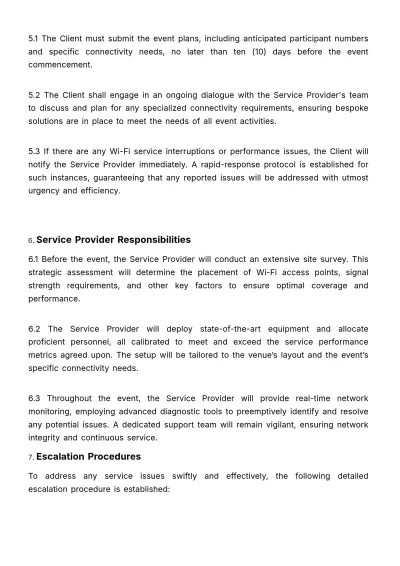 Free Sales SLA for Event Wi-Fi Services Template to Edit Online