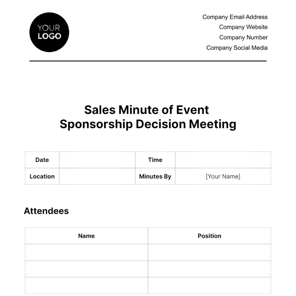 Free Sales Minute of Event Sponsorship Decision Meeting Template