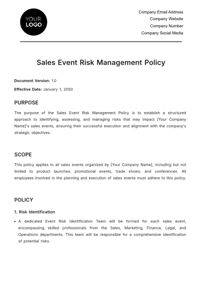 Free Sales Event Risk Management Policy Template to Edit Online