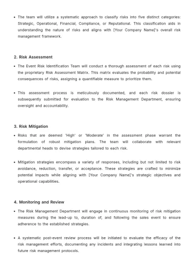 Free Sales Event Risk Management Policy Template to Edit Online