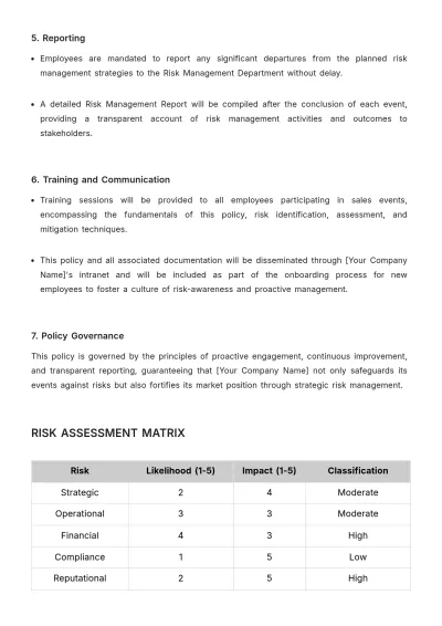 Free Sales Event Risk Management Policy Template to Edit Online