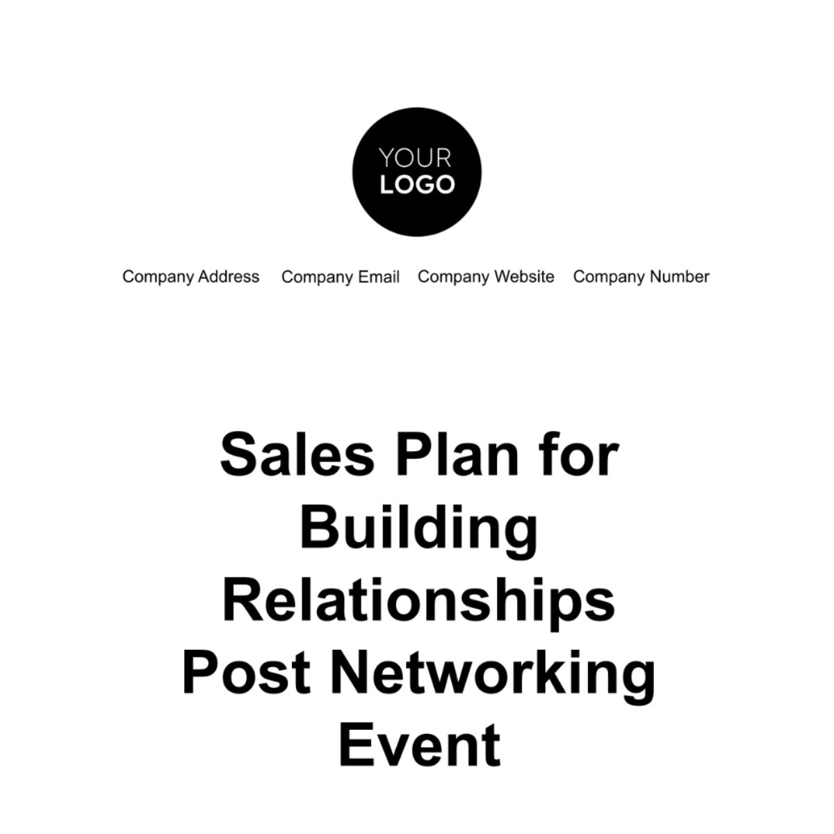 Sales Plan for Building Relationships Post Networking Event Template