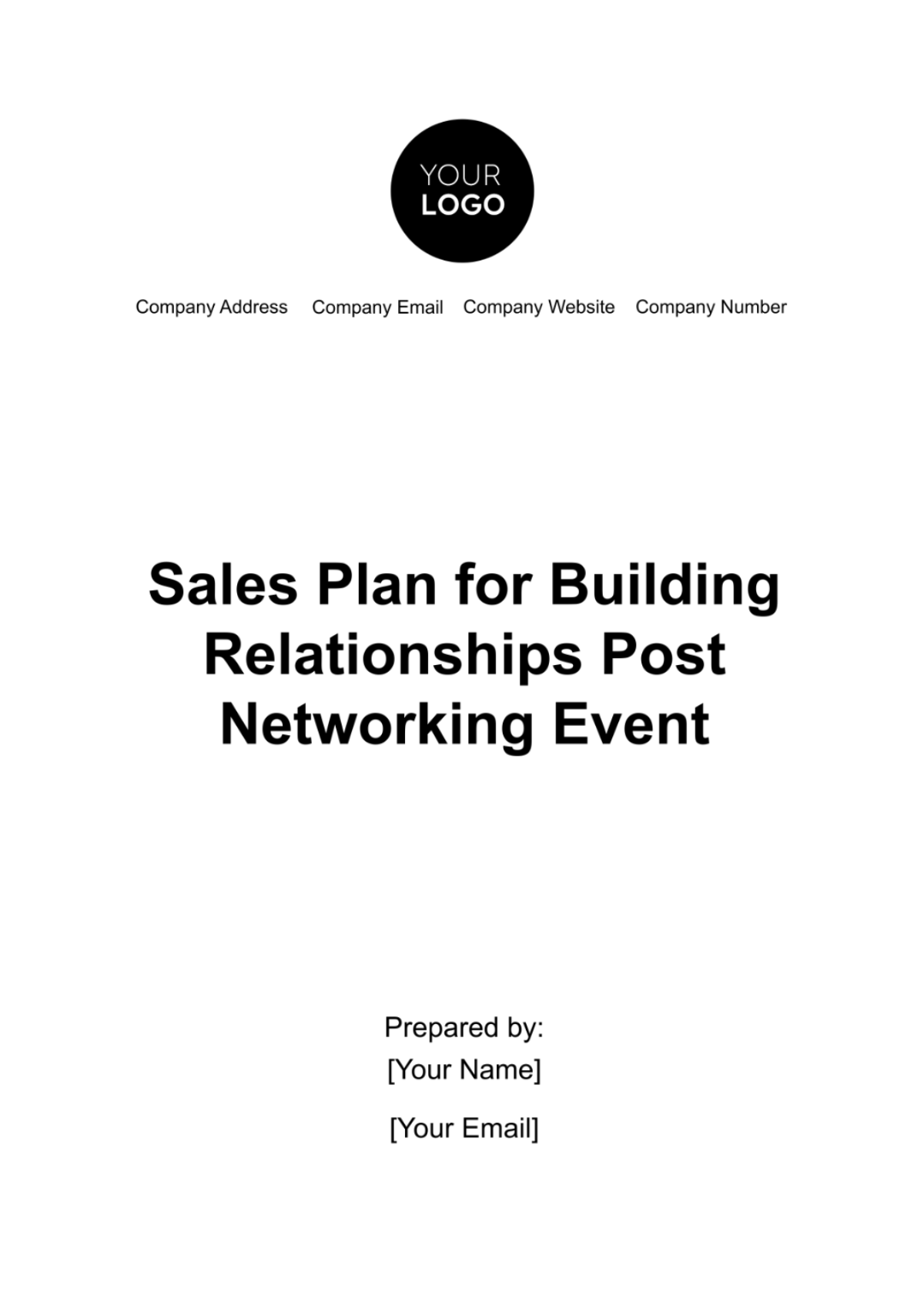 Sales Plan for Building Relationships Post Networking Event Template - Edit Online & Download