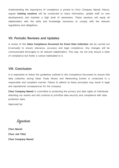 Free Sales Compliance Document for Event Data Collection Template to Edit Online