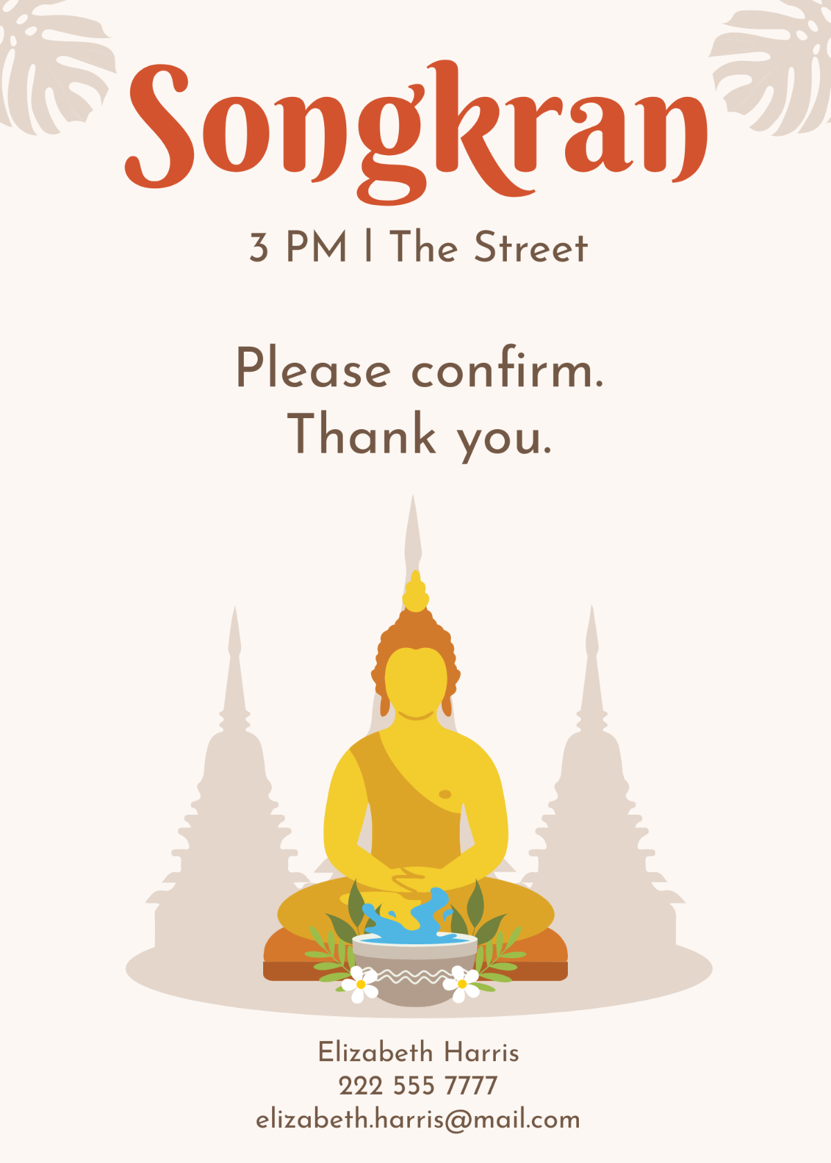 Songkran Invitation Card Template - Edit Online & Download