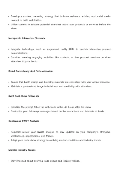 Free Sales Analysis of Competitors??? Trade Show Strategies Template to Edit Online