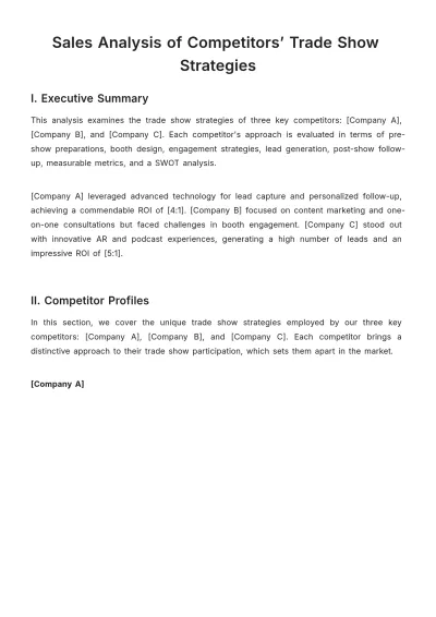 Free Sales Analysis of Competitors??? Trade Show Strategies Template to Edit Online