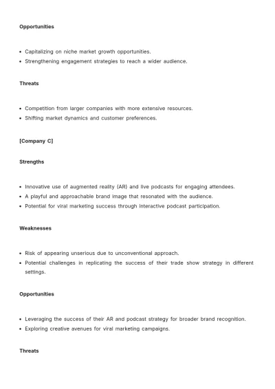 Free Sales Analysis of Competitors??? Trade Show Strategies Template to Edit Online