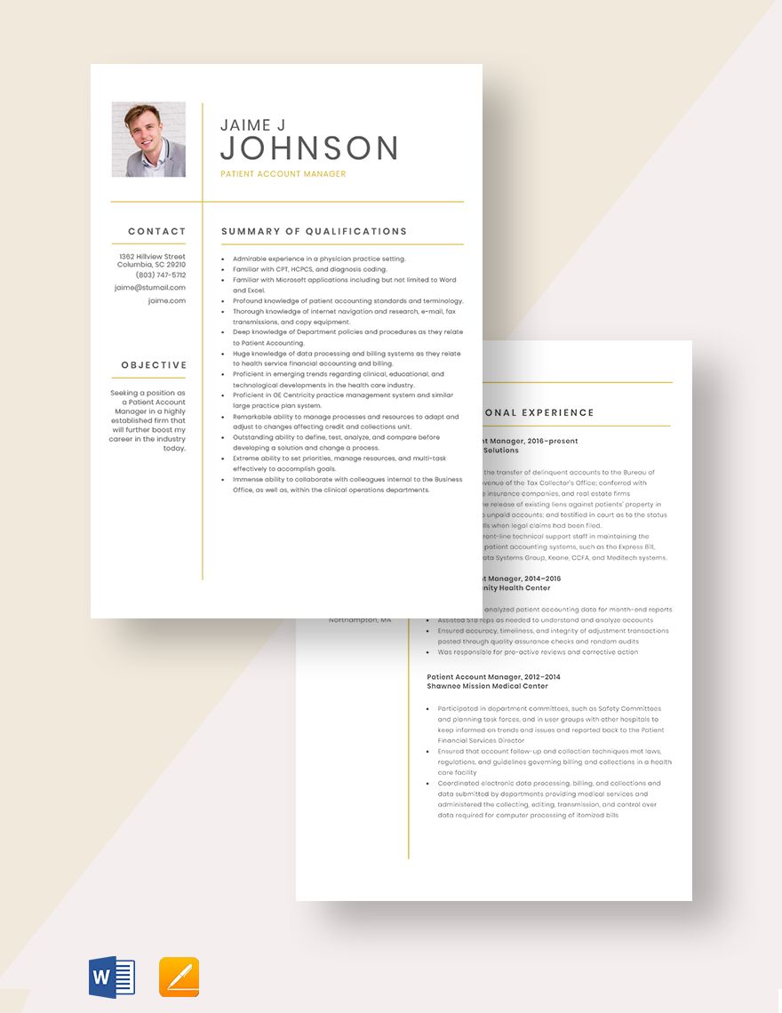 Patient Account Manager Resume