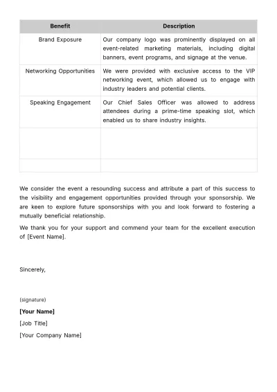 Free Sales Statement of Event Sponsorship Benefits Received Template to Edit Online