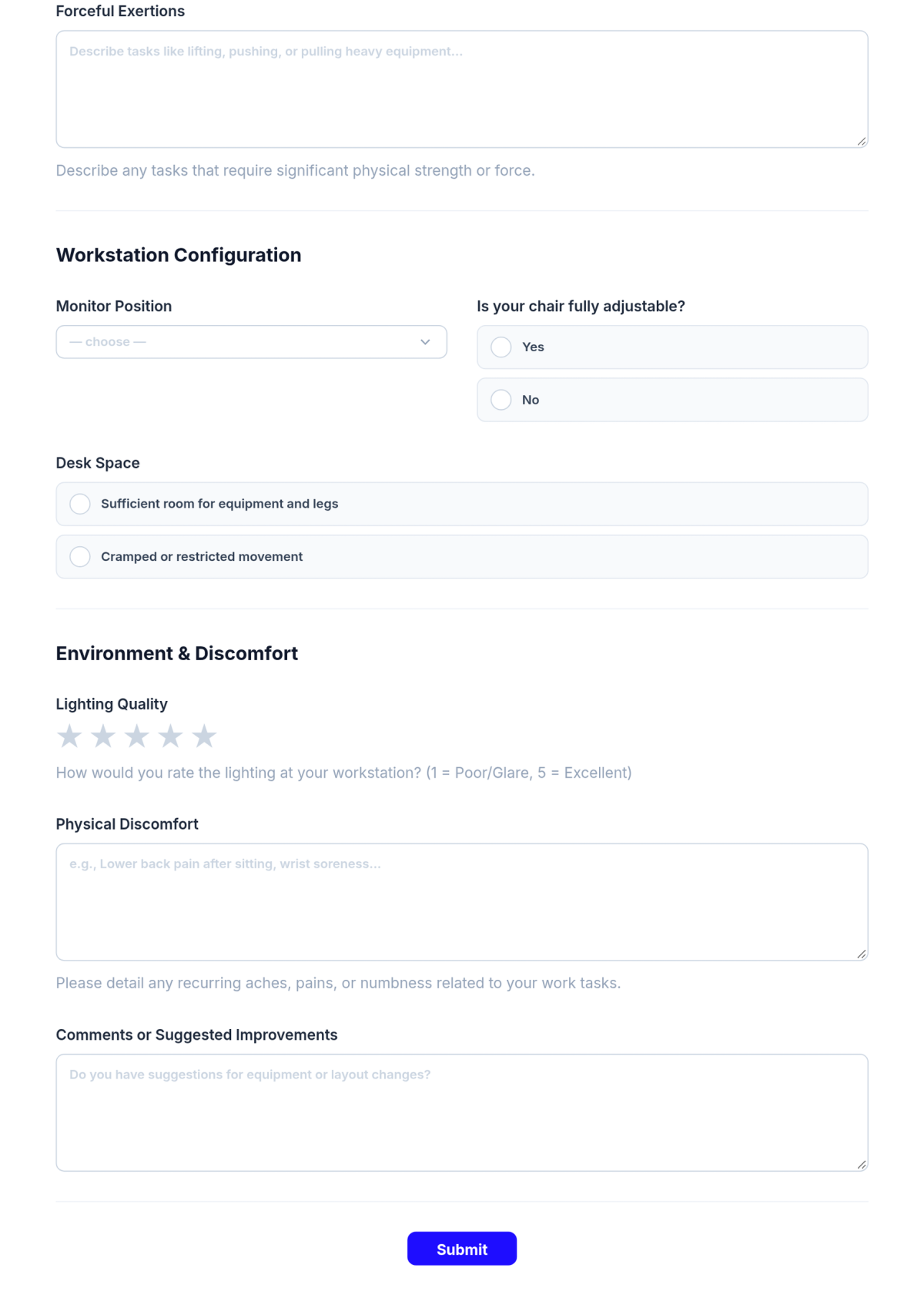 Free Workplace Ergonomic Risk Identification Form Template & AI Maker Free Workplace Ergonomic Risk Identification Form Template & AI Maker