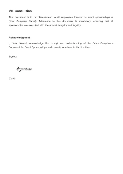 Free Sales Compliance Document for Event Sponsorships Template to Edit Online