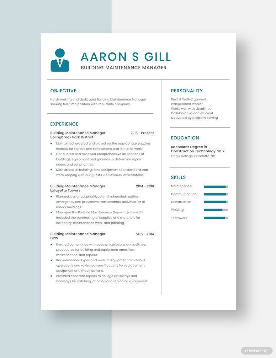 building manager resume