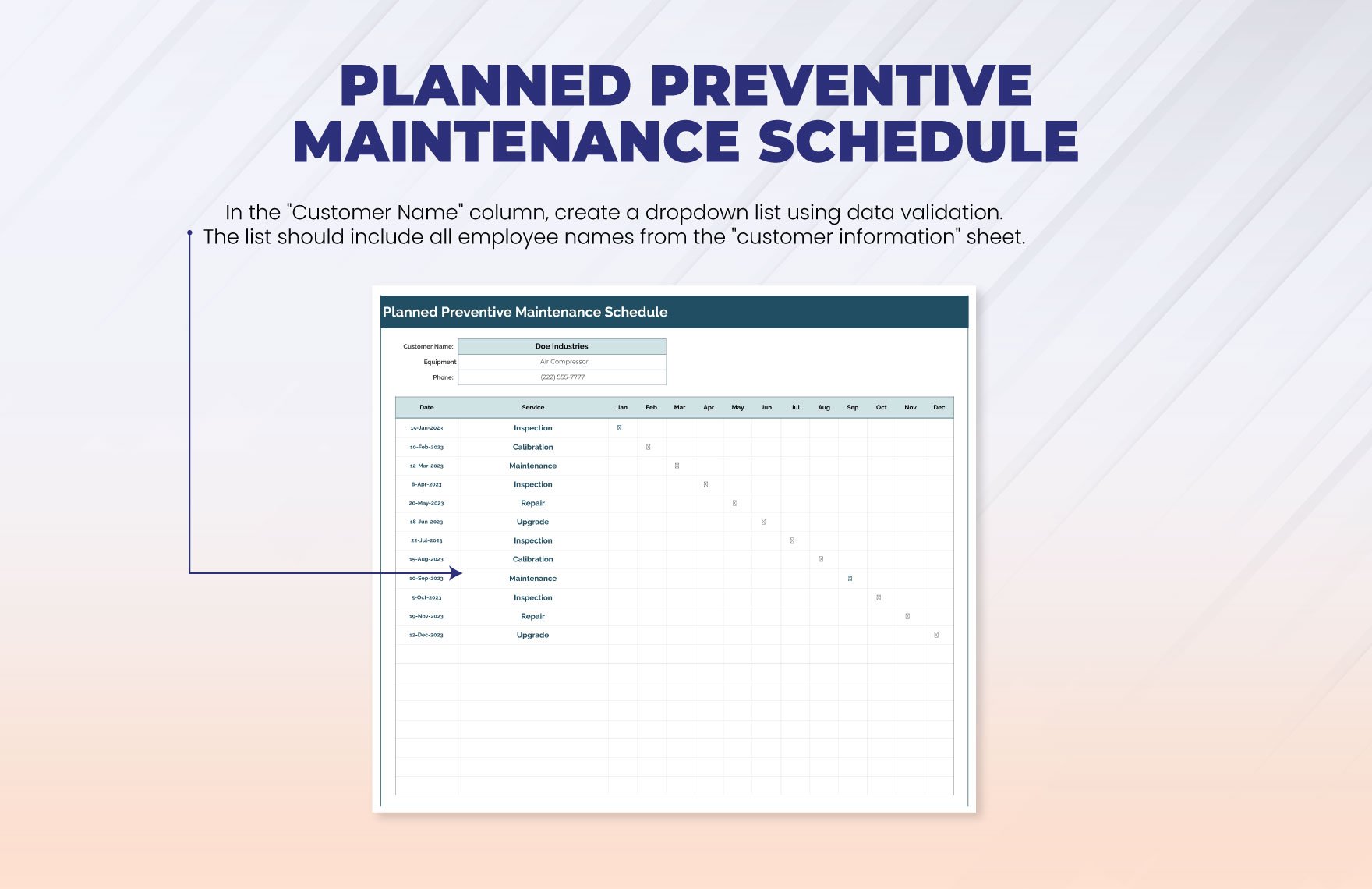 Planned Preventive Maintenance Schedule Template