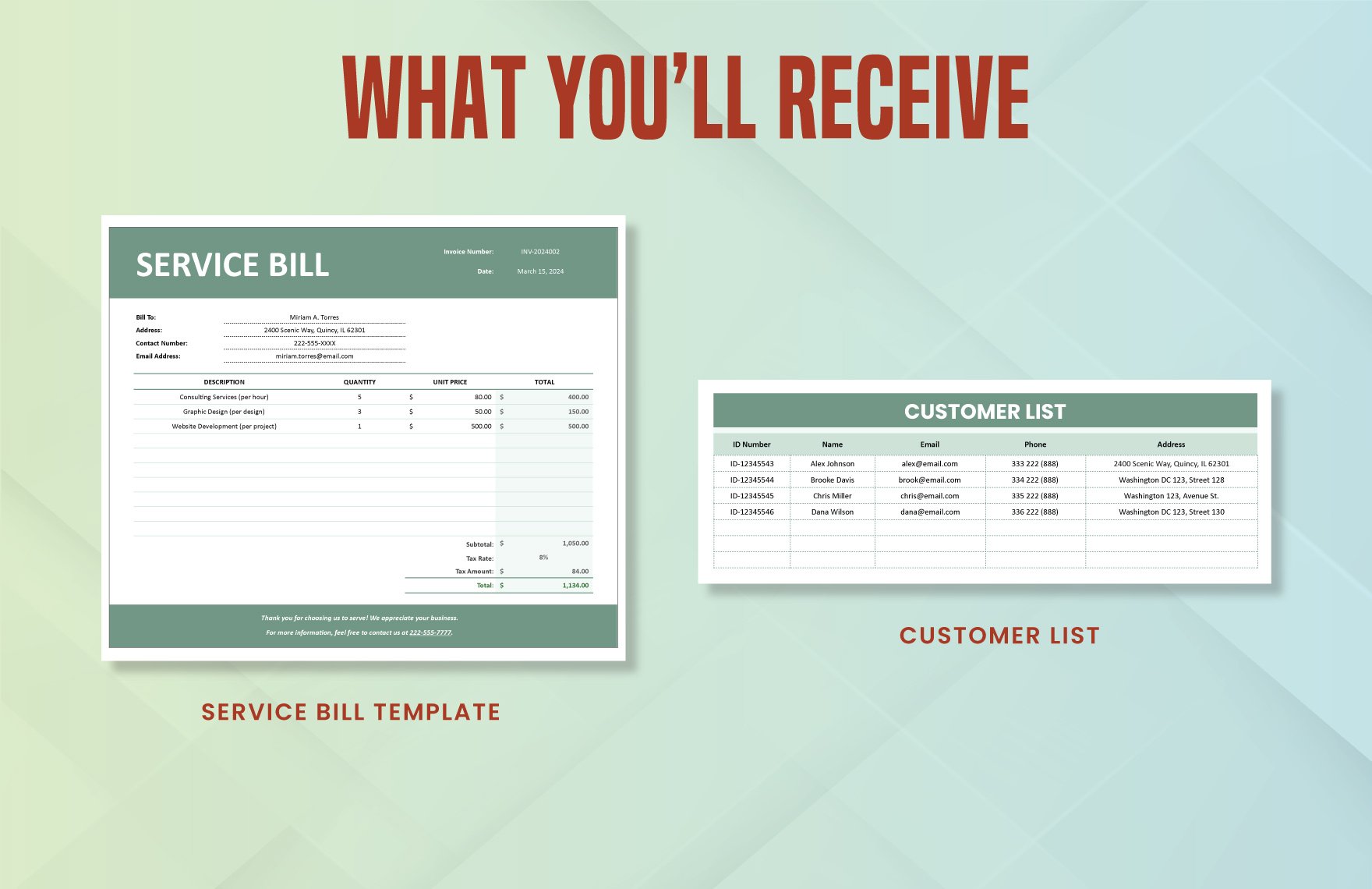 Service Bill Template