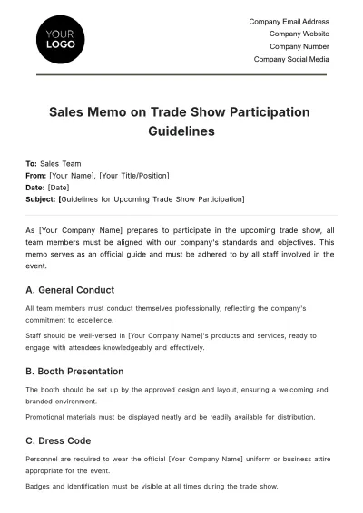 Free Sales Memo on Trade Show Participation Guidelines Template to Edit Online