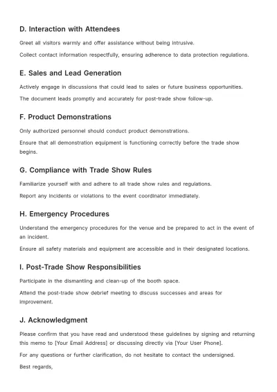 Free Sales Memo on Trade Show Participation Guidelines Template to Edit Online