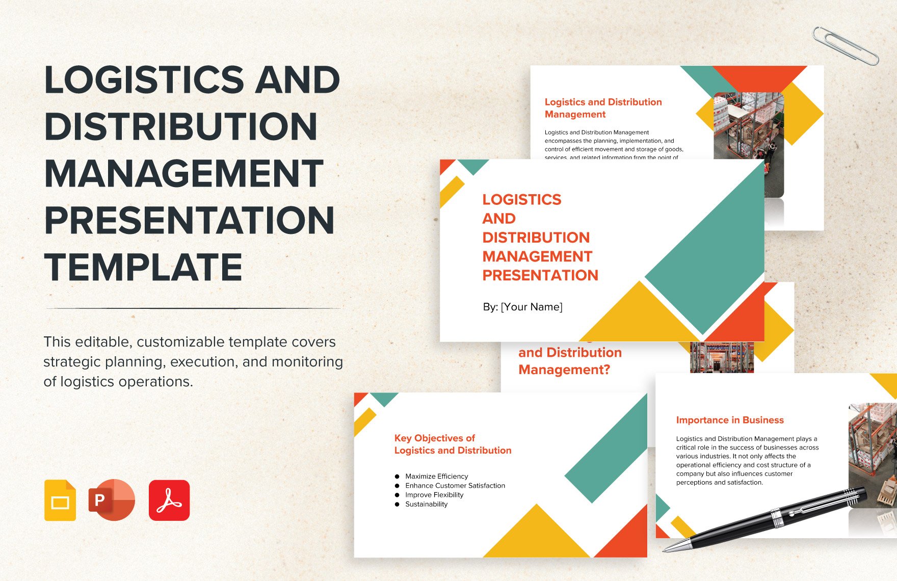 Free Logistics and Distribution Management Presentation Template in PDF, PowerPoint, Google Slides
