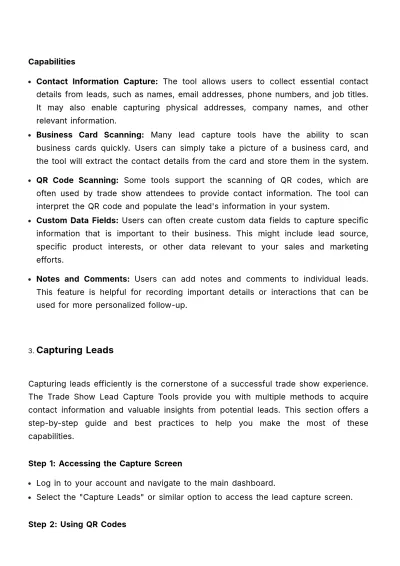 Free Sales User Manual for Trade Show Lead Capture Tools Template to Edit Online