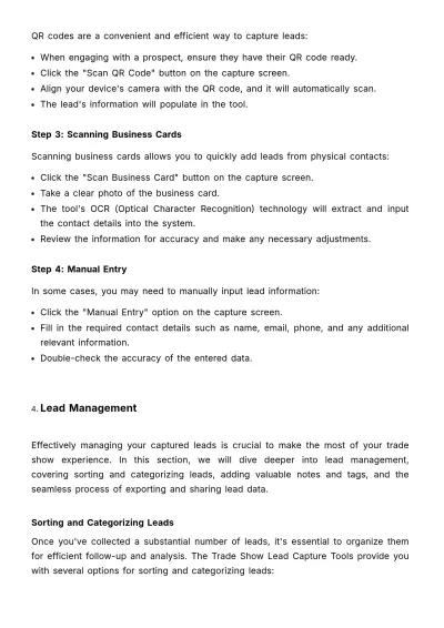 Free Sales User Manual for Trade Show Lead Capture Tools Template to Edit Online