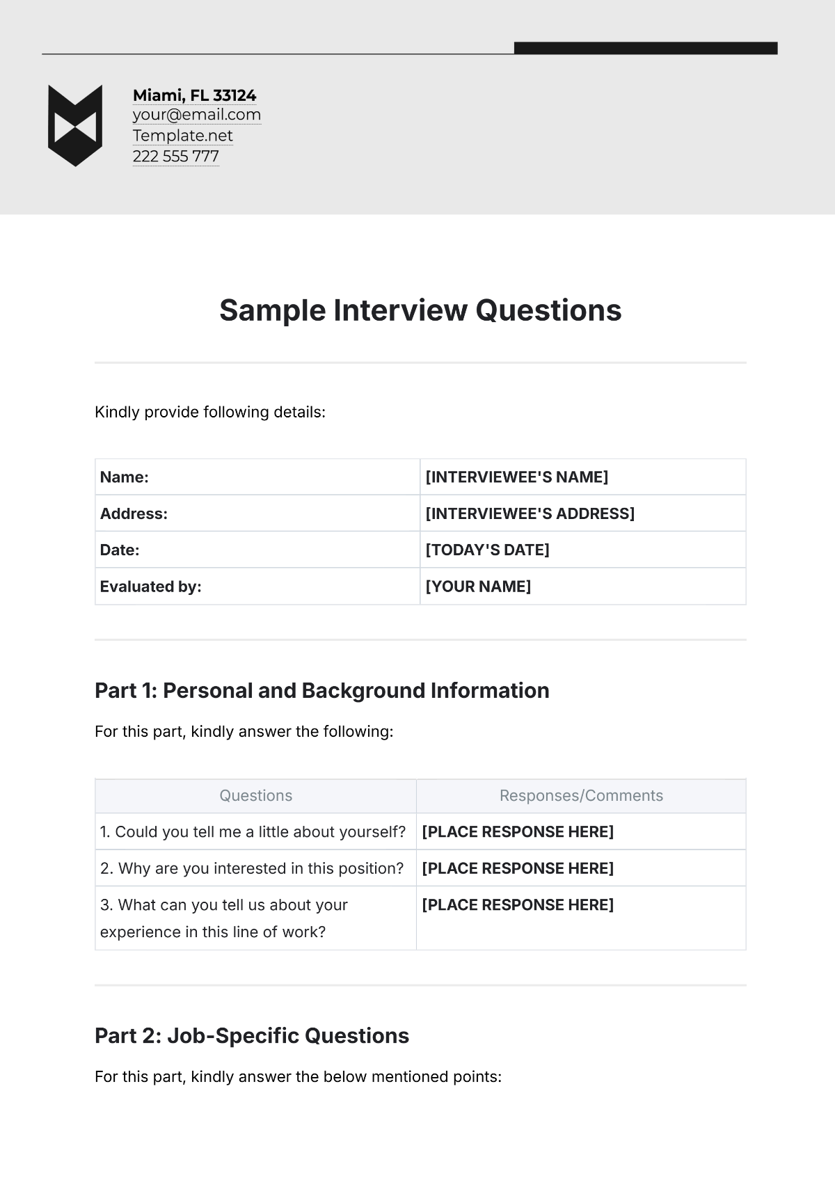 Sample Interview Questions
