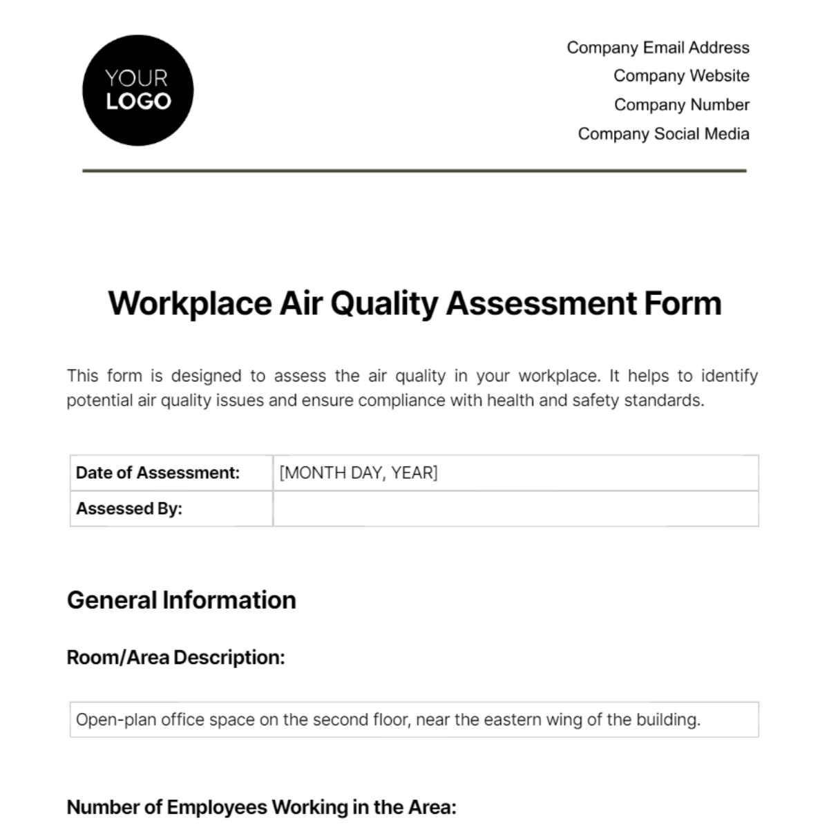 Workplace Air Quality Assessment Form Template