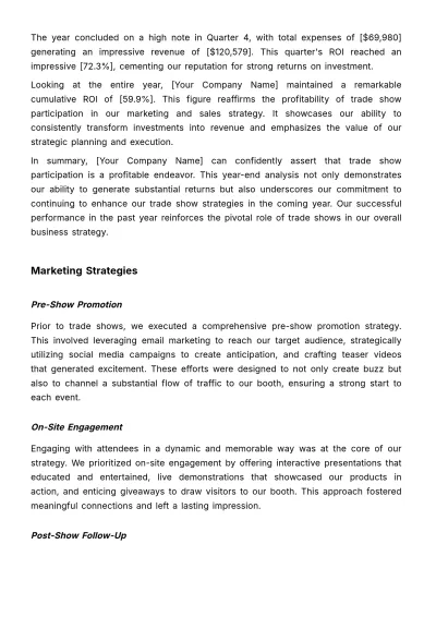 Free Sales Year-End Analysis of Trade Show Participation and Results Template to Edit Online