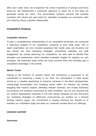 Free Sales Year-End Analysis of Trade Show Participation and Results Template to Edit Online